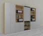 Preview: Büro Schrankwand Master K7 2 Schränke, 2 Kombischränke und 1 Rollladenschrank Höhe 215,6 cm Dekor Ahorn Silber