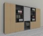 Preview: Büro Schrankwand Master K7 2 Schränke, 2 Kombischränke und 1 Rollladenschrank Höhe 215,6 cm Dekor Grafit Ahorn
