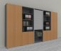 Preview: Büro Schrankwand Master K7 2 Schränke, 2 Kombischränke und 1 Rollladenschrank Höhe 215,6 cm Dekor Grafit Buche