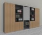 Preview: Büro Schrankwand Master K7 2 Schränke, 2 Kombischränke und 1 Rollladenschrank Höhe 215,6 cm Dekor Grafit Eiche