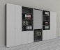 Preview: Büro Schrankwand Master K7 2 Schränke, 2 Kombischränke und 1 Rollladenschrank Höhe 215,6 cm Dekor Grafit Weiß