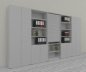 Preview: Büro Schrankwand Master K7 2 Schränke, 2 Kombischränke und 1 Rollladenschrank Höhe 215,6 cm Dekor Lichtgrau