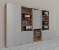 Preview: Büro Schrankwand Master K7 2 Schränke, 2 Kombischränke und 1 Rollladenschrank Höhe 215,6 cm Dekor Nussbaum Silber