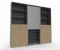 Preview: Büro Schrankwand Master M8 240 cm 215,6 cm hoch 2 Kombischränke und 1 Rollladenschrank Dekor Grafit Ahorn