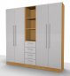 Preview: Büro Schrankwand Multi 3 200 cm breit Buche/Silber