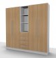 Preview: Büro Schrankwand Multi 3 200 cm breit Weiss/Eiche