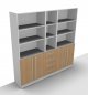 Preview: Büro Schrankwand Multi 2 200 cm breit Weiss/Eiche