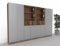 Preview: Büroschrankwand 320 cm breit Klassik 14 Nussbaum-Silber