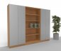 Preview: Büro Schrankwand 260 cm breit Klassik 15 Buche-Silber