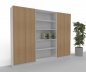 Preview: Büro Schrankwand 260 cm breit Klassik 15 Weiß-Eiche