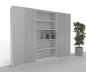 Preview: Büro Schrankwand 260 cm breit Klassik 15 Weiss-Silber