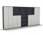 Preview: Schrankwand TEN K4 400 cm breit mit Metallsockel Dekor Onyxgrau-Weiss