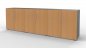 Preview: Büroschrankwand VH1 Sideboard 3teilig 2 Ordnerhöhen Grafit-Buche