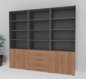 Preview: Büro Schrankwand VH10 240 cm breit Grafit-Nussbaum