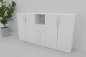 Preview: Büroschrankwand VH3 Highboard 200 cm breit 3 Ordnerhöhen Weiß