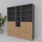 Preview: Büroschrankwand VH5 200 cm breit 215,6 cm hoch Grafit-Eiche