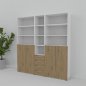 Preview: Büroschrankwand VH5 200 cm breit 215,6 cm hoch Weiss-Asteiche