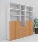Preview: Büro Schrankwand VH10 240 cm breit Weiss-Buche