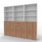 Preview: Büroschrankwand VH8 240 cm breit 6 Ordnerhöhen Weiß-Nussbaum