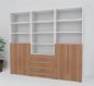 Preview: Büro Schrankwand VH90 240 cm breit Weiss-Nussbaum