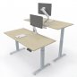 Preview: Doppelarbeitsplatz 160 x 160 cm GEL2 Gestellfarbe Silber Tischplatte Ahorn