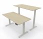Preview: Doppelarbeitsplatz 160 x 160 cm GEL2 Gestellfarbe Weiß Tischplatte Ahorn