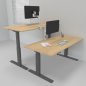 Preview: Doppelarbeitsplatz 163 x 160 cm HMK1 elektrisch höhenverstellbare Schreibtische Gestell Grafit Tischplatte Ahorn