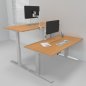 Preview: Doppelarbeitsplatz 163 x 160 cm HMK1 elektrisch höhenverstellbare Schreibtische Gestell Silber Tischplatten Buche