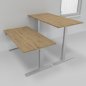 Preview: Doppelarbeitsplatz 163 x 160 cm HMK1 elektrisch höhenverstellbare Schreibtische Gestell Silber Tischplatten Asteiche