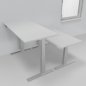 Preview: Doppelarbeitsplatz 163 x 160 cm HMK1 elektrisch höhenverstellbare Schreibtische Gestell Silber Tischplatten Lichtgrau