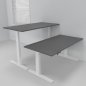 Preview: Doppelarbeitsplatz 163 x 160 cm HMK1 elektrisch höhenverstellbare Schreibtische Gestell Weiß Tischplatten Grafit