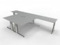 Preview: Doppelarbeitsplatz D4 Form 4 C-Fuss-Gestell Lichtgrau
