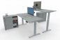Preview: Doppelarbeitsplatz elektisch höhenverstellbare Schreibtische mit Anstellschrank Gestellfarbe Silber Dekor Lichtgrau