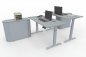 Preview: Doppelarbeitsplatz GER1 Schreibtische elektrisch höhenverstellbar mit Sideboards Dekor Ahron
