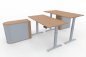 Preview: Doppelarbeitsplatz GER1 Schreibtische elektrisch höhenverstellbar mit Sideboards Dekor Buche