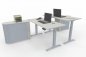 Preview: Doppelarbeitsplatz GER1 Schreibtische elektrisch höhenverstellbar mit Sideboards Dekor Weiß