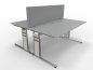 Preview: Doppelarbeitsplatz C1 160x160cm Form4 mit Tischtrennwand Weiß Lichtgrau