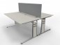 Preview: Doppelarbeitsplatz C1 160x160cm Form4 mit Tischtrennwand Weiß