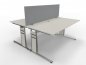 Preview: Doppelarbeitsplatz C1 160x160cm Form4 mit Tischtrennwand Weiß