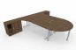 Preview: Doppelarbeitsplatz mit Besprechnungstisch 360 x 280 cm PA1 Nussbaum