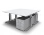 Preview: Doppelarbeitsplatz U16 mit Rollcontainer Lichtgrau