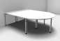 Preview: Doppelarbeitsplatz YD2 mit Berateransatztisch Weiss silber