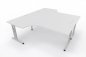 Preview: Doppelarbeitsplatz 240 x 200 cm OD1 Gestell Silber Tischplatte Weiß