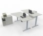 Preview: Doppelarbeitsplatz GE22 elektrisch höhenverstellbare Schreibtische mit Anstellschiebetürenschrank Gestellfarbe Silber Dekor Weiß