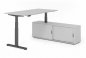 Preview: Schreibtisch elektrisch höhenverstellbar mit Sideboard Lichtgrau Grafit