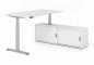 Preview: Schreibtisch elektrisch höhenverstellbar mit Sideboard Weiß Silber