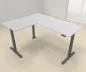Preview: Elektrisch höhenverstellbarer Winkelschreibtisch 200 x 160 cm DSM Grafit Lichtgrau
