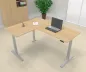 Preview: Elektrisch höhenverstellbarer Winkelschreibtisch 200 x 160 cm DSM Silber Ahorn