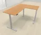 Preview: Elektrisch höhenverstellbarer Winkelschreibtisch 200 x 160 cm DSM Silber Buche