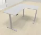 Preview: Elektrisch höhenverstellbarer Winkelschreibtisch 200 x 160 cm DSM Silber Lichtgrau